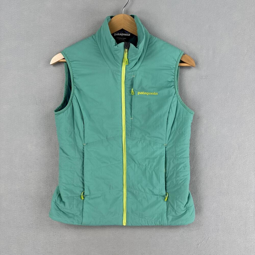 Patagonia Vest Womens Small Green Quilted Insulated Full Zip Lightweight Outdoor